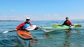 <p>Ute Jansen und Markus Frommlet umrunden das Landle in 22 Tagen mit Muskelkraft.</p>