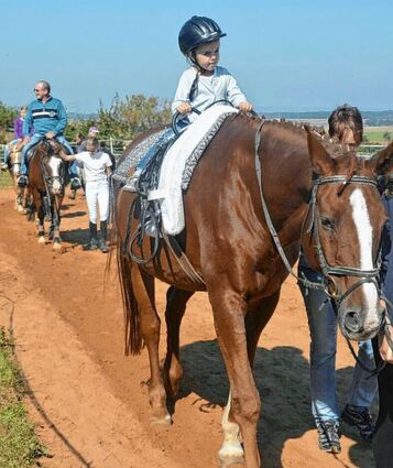 <p>Nicht nur Kinder nahmen das Angebot des Ponyreitens in Anspruch.</p>