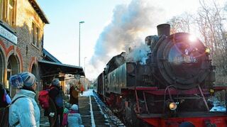 <p>Endlich hatte die Dampflok am Freitagvormittag den Weikersheimer Bahnhof erreicht: "Bitte einsteigen!" für die Fahrt nach Tauberbischofsheim.</p>