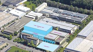 <p>Das neue Logistikzentrum des Laborgeräteherstellers Brand in der Otto-Schott-Straße (in blau) ist ein deutliches Bekenntnis für den Standort Wertheim.</p>