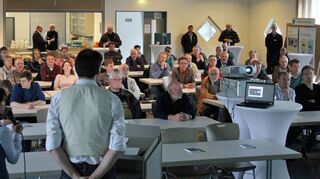 <p>Gut besucht war der Antragsworkshop zur Erdkabeltrasse "SuedLink" am Dienstagabend in Oberwittstadt.</p>