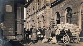 <p>Der Bahnhof in Tauberbischofsheim im Jahr 1918.</p>