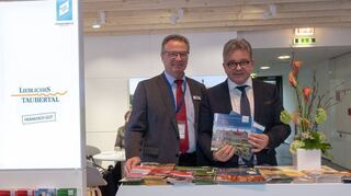 Der Stand „Liebliches Taubertal“ wurde während der ITB viel besucht. Geschäftsführer Jochen Müssig (links) empfing unter anderem Baden-Württembergs Tourismusminister Guido Wolf.