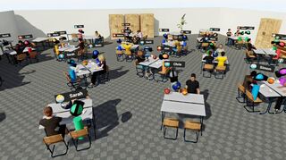 Das Design des Seminarraums auf der Social-VR-Plattform „ViLeArn“, die an der Uni Würzburg entwickelt wird.