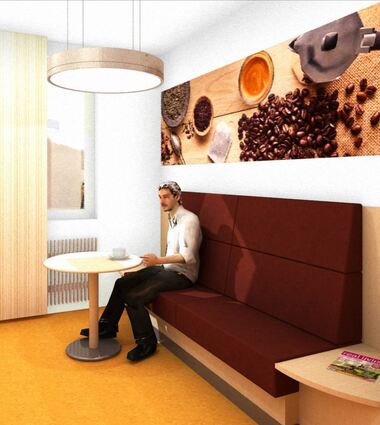 Auch die neue Einrichtung des Aufenthaltsraumes mit Kaffeeautomat im Erdgeschoss des Hardheimer Krankenhauses (Bild) finanziert der Förderverein.