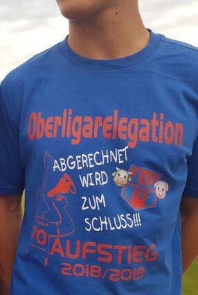 Das Aufstiegs-Shirt der „Ersten“ hat nun doch noch Verwendung gefunden.