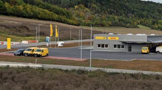 Der neue Zustellstützpunkt der Post im Gewerbegebiet „Braunstall“ in Bad Mergentheim, zuständig für die Kurstadt, Assamstadt, Boxberg, Igersheim und Weikersheim.