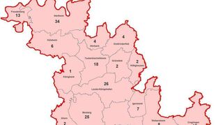 Aktive Fälle von Coronavirus-Infektionen im Main-Tauber-Kreis, aufgeschlüsselt nach Städten und Gemeinden (Stand: 27. November, 13.30 Uhr)