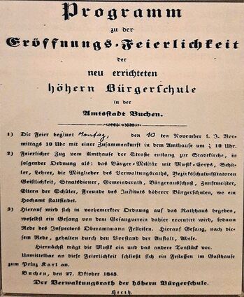 Das Programm zur Eröffnung der Höheren Bürgerschule, das ist die Geburtsstunde des Burghardt-Gymnasiums. In diesem Jahr wird die Bildungseinrichtung 175 Jahre alt.