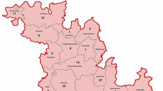 Aktive Fälle von Coronavirus-Infektionen im Main-Tauber-Kreis, aufgeschlüsselt nach Städten und Gemeinden (Stand: 31. Januar, 15.30 Uhr).