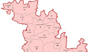Aktive Fälle von Coronavirus-Infektionen im Main-Tauber-Kreis, aufgeschlüsselt nach Städten und Gemeinden (Stand: 2. Februar, 14 Uhr)