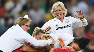 Der Moment des größten Erfolgs: Die Walldürnerin Silvia Neid freut sich über den Olympiasieg 2016 mit der Frauenfußball-Nationalmannschaft.