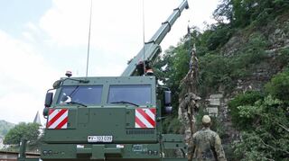 Soldaten des Walldürner Logistikbataillons 461 helfen Menschen in Rheinland-Pfalz, die von der Flutkatastrophe betroffen sind.