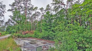 Das Bild zeigt den zukünftigen Standort des Waldkindergartens im Gewann „Wurmberg“. Die Schutzhütte in Form einer Containeranlage soll auf der bereits vorhandenen Bodenplatte erbaut werden.