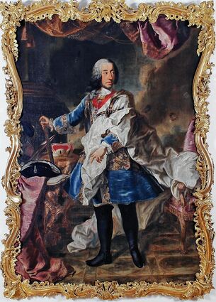 <p>Georges Desmarées, Hochmeister Clemens August von Bayern (reg. 1732-1761), um 1746 in der neuen Fürstenwohnung im Deutschordensmuseum.</p>