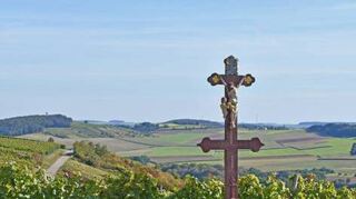 Ein herrlicher Ausblick bietet sich von der Weinlage an „Hohen Herrgott“.