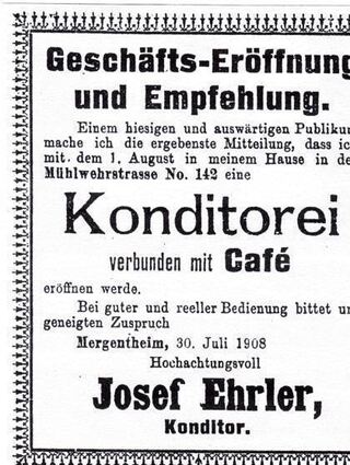 Der Großvater Josef Ehrler eröffnete 1908 das Café.