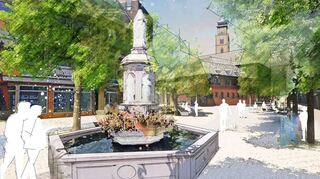 Neugestaltung: Ein Platz zum Flanieren und Verweilen soll der sanierte und neu gestaltete Gänsmarkt werden. Dabei gibt es auch Entwürfe, die den Kiliansbrunnen ins Zentrum versetzen.