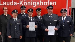 Verdiente Mitglieder der Feuerwehr Königshofen wurden bei der Generalversammlung gewürdigt.
