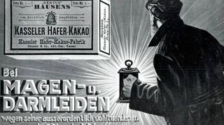 Vom Arzt empfohlen und angeblich sogar als Kräftigungsmittel verordnet: Kasseler Hafer-Kakao. Die Werbung zielte auf die Arbeiterschicht ab.