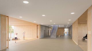 Blick ins Foyer der neuen Bad Mergentheimer Grundschule, die im Herbst 2024 in Betrieb gehen soll.
