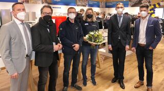 Eröffnung von Euronics Diehm in Wertheim freuen sich (von links) Wolfgang Albert (Sparkasse Tauberfranken),Wirtschaftsförderer Jürgen Strahlheim, Inhaber Alexander Diehm, Tabea Pape (Filialleiterin), Patrick Schwarzhaupt (Euronics Deutschland) und Michael Hinz (Sparkasse Tauberfranken).