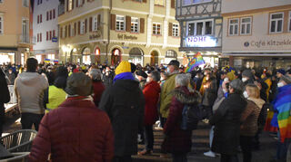 Rund 400 Menschen kamen zur Kundgebung auf den Wertheimer Marktplatz.