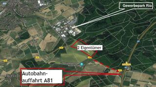Der rot umrandete Bereich in der Bildmitte zeigt das 17 Hektar große Areal, auf dem das DHL-Paketzentrum entstehen könnte.