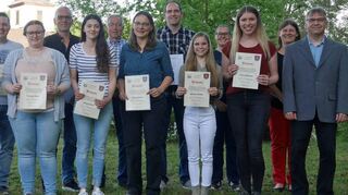 Bei der Versammlung der Musikkapelle Bretzingen wurden Mitglieder geehrt.