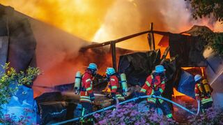 Einsatz der Freiwilligen Feuerwehr Külsheim bei einem Großbrand.