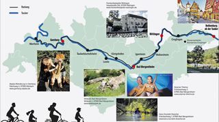 Der rund 100 Kilometer lange Radweg „Liebliches Taubertal – Der Klassiker“ führt von Rothenburg ob der Tauber bis Wertheim.