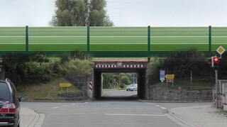 So würde die von der Bahn geplante Lärmschutzwand an der Bahnunterführung Nord in Lauda aussehen.