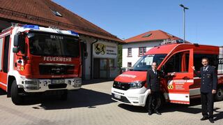 Stadtkommandant Harry Schroth (rechts) und sein Stellvertreter Tobias Britsch nahmen zum Feuerwehrbedarfsplan der Stadt Boxberg in einem Redaktionsgespräch Stellung.