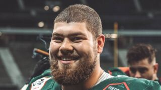 Marlon Werthmann, Offensive Lineman beim Deutschen Meister Schwäbisch Hall Unicorns, hat über ein zehnwöchiges Trainingsprogramm die Chance, den Sprung in die NFL zu schaffen.