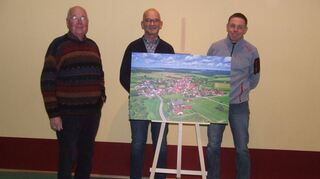 Das Bild von Sonderriet soll laut Ortschaftsrat Harald Sudholt, Ortsvorsteher Udo Kempf und Ortschaftsrat Thomas Brell (von links) einen geeigneten Platz in Dorf erhalten.