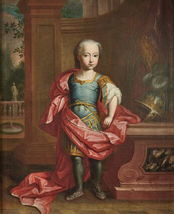 Gemälde im Schloss: Carl Theodor im Alter von acht Jahren, kostümiert als römischer Feldherr.