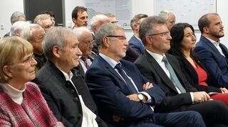 Drei Landräte: Dr. Gerhard Pfreundschuh, Detlef Piepenburg und Dr. Achim Brötel beim Festakt im Landratsamt.