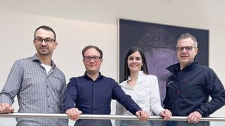 Die Lauda-Königshofener Firma „i.safe Mobile“ beteiligt sich an dem österreichischen Startup „Senseven“. Im Bild (von links) Christoph Altmann, Michael Hettegger, Anna Maria Grausgruber sowie Martin Haaf.