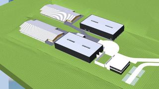 Modellansicht des geplanten Gebäudekomplexes „Wachtelland“.