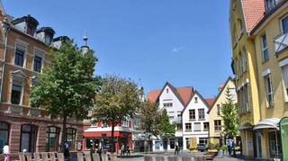 Blick auf den Gänsmarkt: In Kürze beginnen hier die Bauarbeiten. Die Bäume werden gefällt.