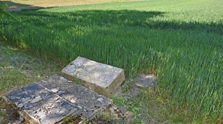 Nahe dem Stadtteil Rot (Hintergrund) stand dieser Bildstock, der mutwillig umgeworfen und zerstört wurde.