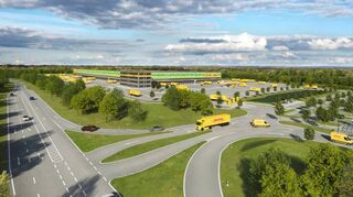 So könnte das DHL-Paketzentrum an der B 292 aussehen.