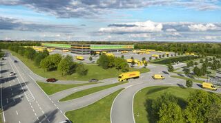 So könnte das geplante DHL-Paketzentrum an der B 292 einmal aussehen.