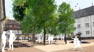 Auch der Deutschordenplatz und die Burgstraße sollen aufgewertet werden. Mehr Grün, mehr Wasser, mehr Sitzplätze und mehr Barrierefreiheit sind geplant.