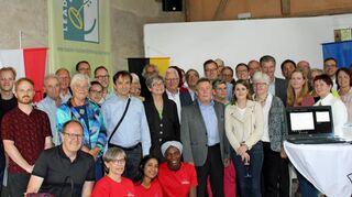 Die Gäste der Abschlussveranstaltung der Förderperiode Leader 2014 – 2022 Hohenlohe-Tauber in der Kultur-Scheune Weckelweiler.