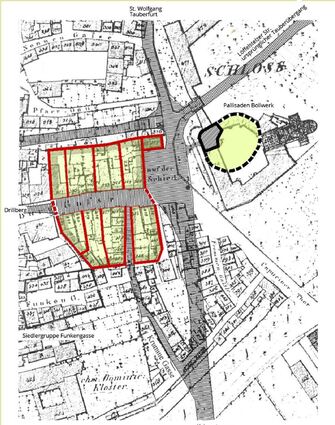 Noch heute ist im Grundriss der Altstadt der älteste Bereich Mergentheims beiderseitig der Burgstraße als planmäßige, frühfränkische Anlage aus dem 7. bis 10. Jahrhundert deutlich erkennbar.