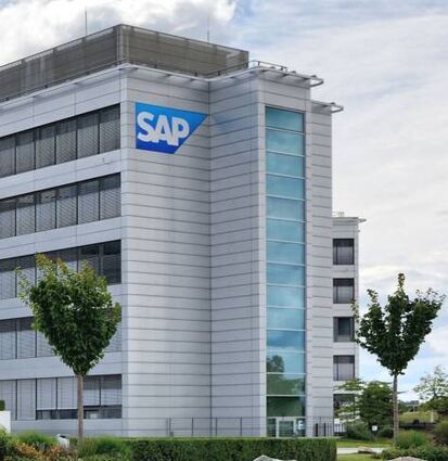Blick auf ein Firmengebäude am SAP-Stammsitz Walldorf.