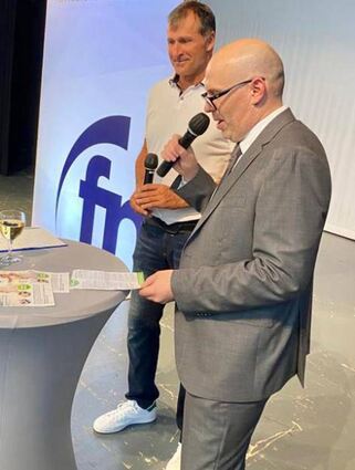 Lars Riedel (links) im Interview mit FN-Chefredakteur Fabian Greulich.