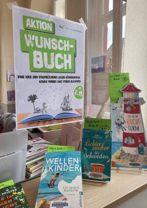Bei der Aktion Wunschbuch können der Stadtbücherei Bücher gespendet werden.