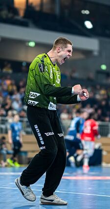 Torwart Joel Birlehm war mit 18 Paraden einer der Erfolgsgaranten für die Löwen gegen Lissabon.